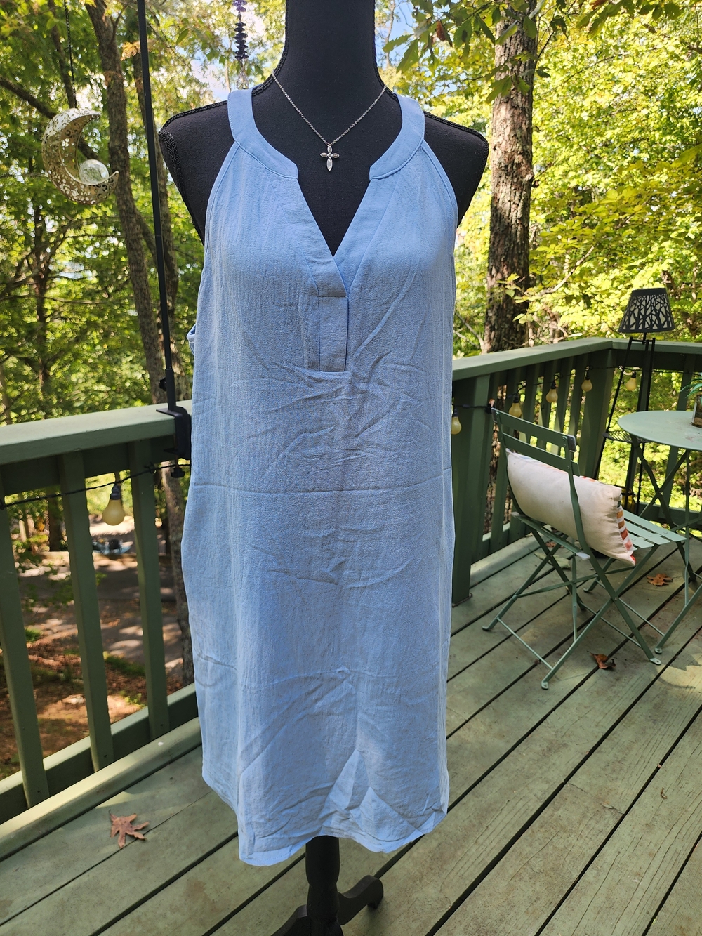Light Blue Sleeveless Summer Tunic Dress